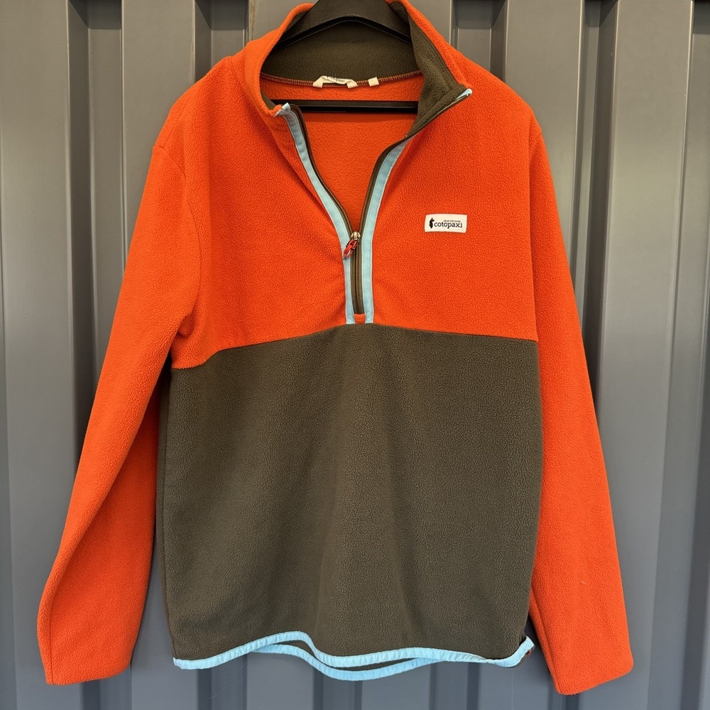 Men's M Cotopaxi 1/4 Zip Amado Fleece Pullover Orange & Gray